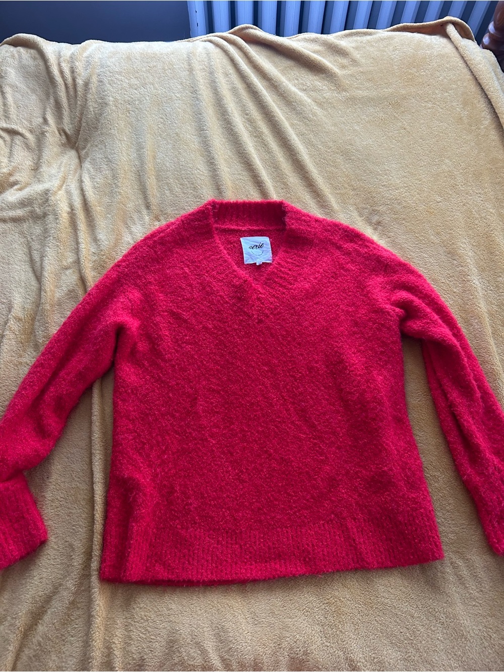 Aerie Red V-Neck Mohair-Blend Sweater